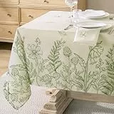 Softalker Tischdecke Frühling 240x140 cm rechteckig abwaschbar Outdoor leinenoptik grün Botanisch Tischdecken Tischtuch Ostern Tischwäsche Table Cloth Festliche Sommer für Garten,Hochzeiten,Geburtstag