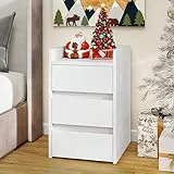 YITAHOME Nachttisch mit 3 Schubladen und Netzteil, Nachtkommode mit Ladestation, 2 USB-Anschlüssen und Steckdosen, wasserfester Beistelltisch für Wohnzimmer und Schlafzimmer, 35 x 40 x 60 cm (Weiß)