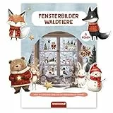 Papierdrachen Fensteraufkleber Teeparty Waldtiere - 6 DIN A4 Stickerbögen mit winterlichen Motiven - Weihnachtsdeko - Kinderzimmer - Wohnbereich - statisch haftend