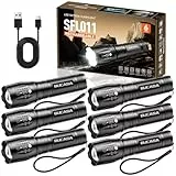 BUCASA Wiederaufladbare Taschenlampen, hohe Lumen, hellere kleine Taschenlampe, leistungsstarke, taktische Taschenlampen, wiederaufladbar, wasserdichte LED-Taschenlampe mit 3 zoombaren Modi für