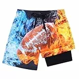 Idgreatim 5–20T Jungen-Badehose mit Kompressionsfutter, für Sommer, Strand, schnelltrocknender Badeanzug, fußball, 14-16 Jahre