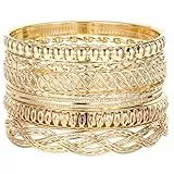 Yolev 7 Stück Armreif Gold Damen Stapelbar Dick Boho Stapelbar Indische Armreifen Set Indische Damen Schmuckset Afrikanische Hochzeit Vintage Indischer Schmuck Set