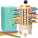 Japace Montessori Spiel Holz Familien Brettspiel, 36 Stück Bunte Holzstäbchen Mathematik Feinmotorik Spielzeug Kinder Spiele ab 3 4 5 6 Jahren, Familienspiel Kinderspiele Reisespiel 1 bis 6 Spieler