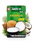 AROY-D Kokosnussmilch I Cremige Kokosmilch zum Kochen & Backen I 100% Vegan & Laktosefrei I Ideal für Currys, Desserts, Smoothies & Cocktails I 1 x 250 ml