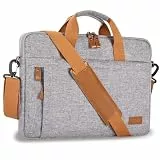 ESTARER Laptoptasche 17.3 Zoll Groß Canvas Aktentasche Herren für Arbeit, College, Reisen, Büro, Hellgrau