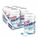 Mentos Kaugummi Pure White Sweet Mint, 6 Boxen zuckerfreie Chewing Gum Dragees mit Pfefferminz-Geschmack & flüssiger Füllung, Multipack (6 x 35 Stück)