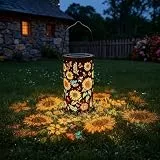 IHALO Colorful Sunflower Glow Solar Garden Lantern, Solarlampen für Außen Hängend, Metall Solarlaterne mit Bunt Solar Hängeleuchte, Wasserdichte Gartenleuchte für Hof Balkon, Gartenwege