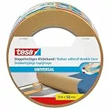 tesa Doppelseitiges Klebeband Universal - Vielseitiges Klebeband für Verpackungen, Deko und Teppiche oder zum Basteln - 25 m x 50 mm