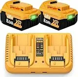 2X 18V 8,0Ah Li-Ion Ersatzakku für Dewalt akku + 6A Dual-Ladegerät DCB200 DCB182 DCB200 DCB184 DCB101 DCB107 DCB112 DCB105 DCB115 DCB203