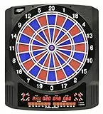 Carromco Dartscheibe Elektronisch Classic Master II – 2-Loch Abstand, Softdarts & Netzteil, Für 1-8 Spieler, 36 Spiele & 585 Varianten inkl. Cricket, Rot-Blau, Elektronisches Dartboard