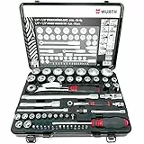 Würth Zebra Steckschlüssel 1/4 + 1/2 Zoll Sortiment 6-kant 56 Teile in Metallkassette