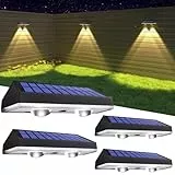 HAMLITE Solarlampen für Außen Garten: Solar Wandleuchte Aussen mit 3 Farbtemperaturen - IP65 Wasserdichte Super Hell Solarleuchten für Außen für Garten/Stufen/Zäune/Treppen/Terrasse - 4 Stücke