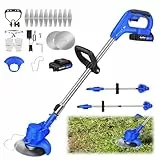 Akku Rasentrimmer mit Akku, 21V Elektrischer Akku Motorsense & Rasentrimmer Rasen mit Metall Messer, Akku Freischneider Elektrischer Elektro Trimmer Gartenkantenfräser für Garden, Trimmen