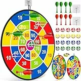 Doloowee 29 Zoll Dartscheibe Kinder 74cm, Kinder Spielzeug Doppelseitige Dartscheibe mit 20 klettballspiel wurfspiel Kinder Bälle, 8 Darts, Indoor Outdoor Spiele für Kinder Geschenke für