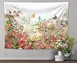 LB Wandteppich Farbenfrohe Blumen Wandtuch Botanische Pflanze Wandbehang Landschaft Tapisserie für Wohnzimmer Schlafzimmer Wohnheim Wanddeko,235x180cm