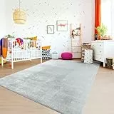 TT Home Teppich Kinderzimmer Waschbar rutschfest Kinderteppich Junge Mädchen Weich Pastell, Farbe: Grau, Größe:140x200 cm