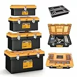 4-in-1 Werkzeugkoffer,AIRAJ Werkzeugkoffer Leer,8 Herausnehmbare Werkzeugbox-Organizer,Abschließbarer Tragbarer Werkzeugkiste,Mini/Klein/Großer Werkzeugkasten Leer,Heim/Professionell,15'+17'+19'+21'
