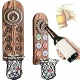 Bieröffner Wand mit Kronkorken Sammler, Magnetischer Flaschenöffner Wand, Wandflaschenöffner mit Auffangbehälter, Bier Geschenke für Männer, Papa, Ehemann, Bar Zubehör für Hause, Freien (Stil 6)