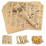 100 Blätter Backpapier Zeitungsoptik - 25x25 cm Backpapier Wiederverwendbar Zuschnitte Burger Papier Ölbeständiges Käsepapier Butterbrotpapier Sicheres Deli Wrap Papier für Sandwiches, Pommes, Brot