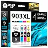 Smart Ink Kompatible Druckerpatronen als Ersatz für HP 903 XL 903XL 4 Multipack (Schwarz XL & Blau Rot Gelb) mit Advanced Chip Technology Kompatibel mit Officejet 6950 Officejet Pro 6960 6970 Drucker