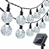 Moxled Solar Lichterkette Aussen 60 LED, 11M Lichterkette Außen Solar Wasserdicht, 8 Modes Solar Lichterkette Außen für Garten, Terrasse, Balkon, Partys (Weiß)