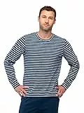 greenjama Herren Langarm-Shirt Ringel Pyjamaoberteil, Ultramarine, S