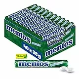 Mentos Kaubonbons Spearmint, Dragees mit Spearmint-Geschmack für frischen Atem, Multipack, Bonbon Vorrats-Packung (40 Rollen), vegan