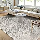 Livabliss Syracusa Vintage 160x220 cm – Boho Kurzflor mit orientalischem Muster in Grau & Beige, pflegeleicht, vielseitig für Wohnzimmer, Esszimmer & Schlafzimmer