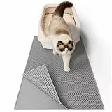 Garoopion Katzenklo Matte, EVA Katzenstreu Matte, Waben Katzenmatte Katzenklo, Doppelte Schichte, 61x38 cm, Grau,1 Seite Verbunden