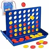 VingaHouse 4 in einer Reihe Spiel, Strategiespiel für 2 Spieler, Familienspiel ab 3+ Jahren, Pädagogisches Lernspielzeug, Brettspiel für Kinder & Erwachsene, Geschenk für Zuhause & Reisen [Stern Groß]