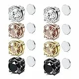 Airokiy Ohrringe Magnetisch Damen Magnet Ohrringe Herren Zirkonia Modeschmuck Ohrstecker Magnetische Damen Set 4 Paare 6mm