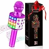 Spielzeug Mädchen 3 4 5 6 7 8 9 10 Jahre, Karaoke Mikrofon Kinder mit LED Licht, Bluetooth Mikrofon Karaoke Geschenke für Mädchen und Erwachsene - Weihnachten Geschenke
