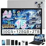 Dghrti 2026 Tablet 10 Zoll Android 15 mit 30 GB RAM+128GB ROM(TF 2TB), 8000mAh,5G WLAN, Octa-Core, Widevine L1, Kindersicherung, BT 5.0, GPS, Tablet mit Tastatur, Grau
