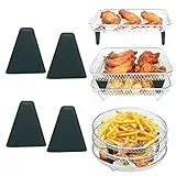 BYKITCHEN Air Fryer Stacking Rack Zubehör, 4 Stück Silikonfüße für runde/quadratische Grill/Gestelle, Luftfritteusen-Zubehör für Ninja Tower Cosori