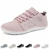 Wizshoe Barfußschuhe Sneakers Damen Herren Leichte Schuhe Atmungsaktiv Weich Walking Fitness Minimalistische Knit Unisex Trail Bequeme Laufschuhe Turnschuhe Straßenlaufschuhe Rosa 40 EU