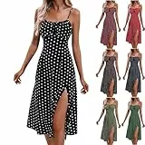 KOG Warehouse Deal Sommerkleider Sommerkleid Damen Elegant Boho-Kleid Einfarbige Leicht Bekleidung Tshirt Kleid Kurz Freizeitkleid Festkleider Baumwolle Brautmutterkleider Prime Schwarz XL