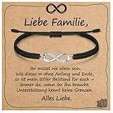 J.Endéar Unendlichkeits Armband für Familie Geschenk mit Segenskarte | 925 Sterling Silber, Zirkonia & Geflochtene Kordel | Unendliche Leibe Geschenk für Geburtstag Valentinstag