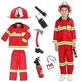 Udekit Feuerwehrmann Kostüm für Kinder Feuerwehrchef Cosplay Rollenspiel Spielzeug Zubehör für 2-4 Jahre