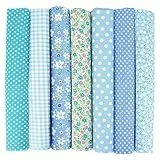 Axvxby 7er Set Baumwollstoff Paket 50x50cm – Stoffe zum Nähen Meterware für Patchwork zum Quilten, Nähen & DIY​, Puppenkleidung, Home Decor, Taschen & kreative Bastelprojekte (Blau)