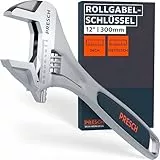 PRESCH Rollgabelschlüssel 300mm - Lasergravierte Skala 40mm (metrisch & inch) - Hochpräzise gefräst für besten Halt - Robuster, verstellbarer Schraubenschlüssel - Hochwertiges Engländer Werkzeug