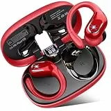 Ltinist Bluetooth Kopfhörer Sport, 75Std Kopfhörer Kabellos Bluetooth 5.4, 3D Stereo, In Ear Kopfhörer 4 ENC Noise Cancelling Mic, IP8 Wasserdicht Ohrhörer Android/iOS, Comfort Fit mit Ohrhaken Rot
