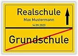 Bild - Ortsschild - Grundschule - Realschule - weiterführende Schule - persönliche Geschenkidee - Geschenk zum Schulbeginn