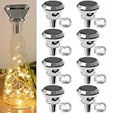 NAVESO Flaschenlicht Solar, 8 Stück LED Flaschenlichter, 2M 20 LED Flaschenlichterkette korken, Fee Lichterkette Flaschenkorken, Solar Lichterkette für Außen and Innen Deko für Party,Hochzeit,Warmweiß