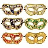 UYUYong 6 Stück Venezianische Maske Herren Damen Farbe Maskenball Maske Herren Retro Karnevalsmasken für Halloween Kostüm Karneval Party Cosplay