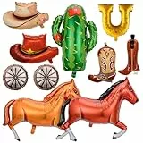 10 x Wild-West-Luftballons, Pferderennen, Rodeo, Hufeisen, Cowboystiefel, Hut, Kaktus, Wagen, Rad, braune Luftballons, Western-Luftballons, Rodeo, Geburtstag, Junggesellinnenabschied, Dekorationen