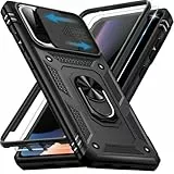 Giyer Panzerhülle für Samsung Galaxy A17 Hülle mit Schutzfolie, Handyhülle A17 4G/5G Case mit Kameraschutz 360° Metall Ring Ständer, Stoßfest Schutzhülle für Samsung A17 5G Cover Tasche (Schwarz)