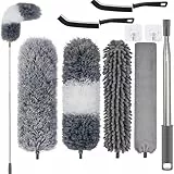 Staubwedel Teleskop Waschbar, Staubwedel Teleskop lang [TESTSIEGER] im 9 teiligen Set für Reinigung Unter Sofa Möbeln Deckenventilator Spinnweben. bis 2,54m ausziehbar und waschbar (9)