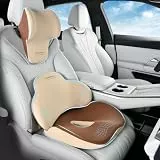 Coverado Sitzkissen und Lendenunterstützung Hals Kissen für Bürostuhl und Autositz, Ergonomisches Memory-Schaum Sitzkissen für Auto, Ischias und Rücken und Tailbone Pain Relief Kissen