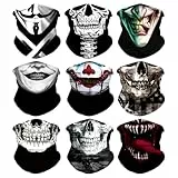 Meleager Multifunktionstuch Gesichtsmaske, Funktionstücher Totenkopf, 9 Stück Schlauchschal Halloween(s57-01), Elastische Schlauchtuch, Sturmmaske Halstuch Bandana Herren Damen für Laufen Wandern