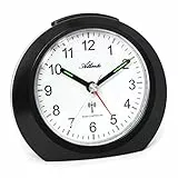 Atlanta Funkwecker ohne Ticken mit Licht Snooze Leuchtzeiger Analog - 1856 (Schwarz)